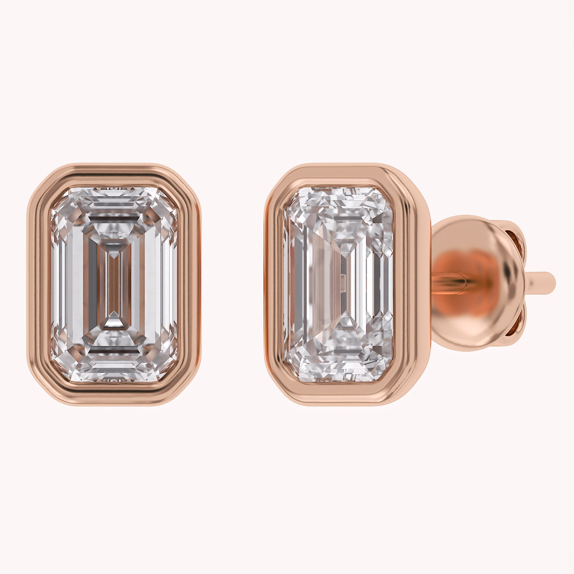 Emerald-Cut Solitaire Stud Earrings | Lab-Grown Diamond