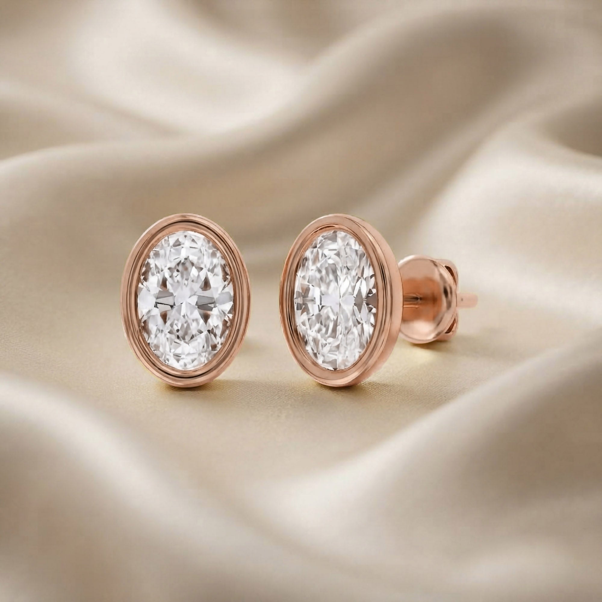 Oval-Cut Solitaire Stud Earrings | Lab-Grown Diamond