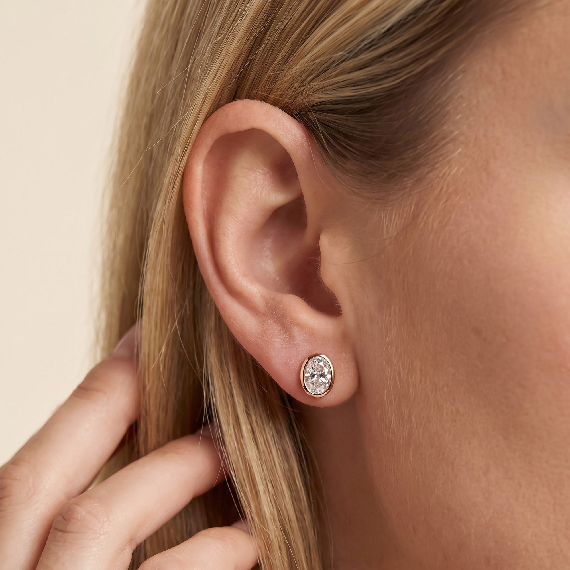 Oval-Cut Solitaire Stud Earrings | Lab-Grown Diamond