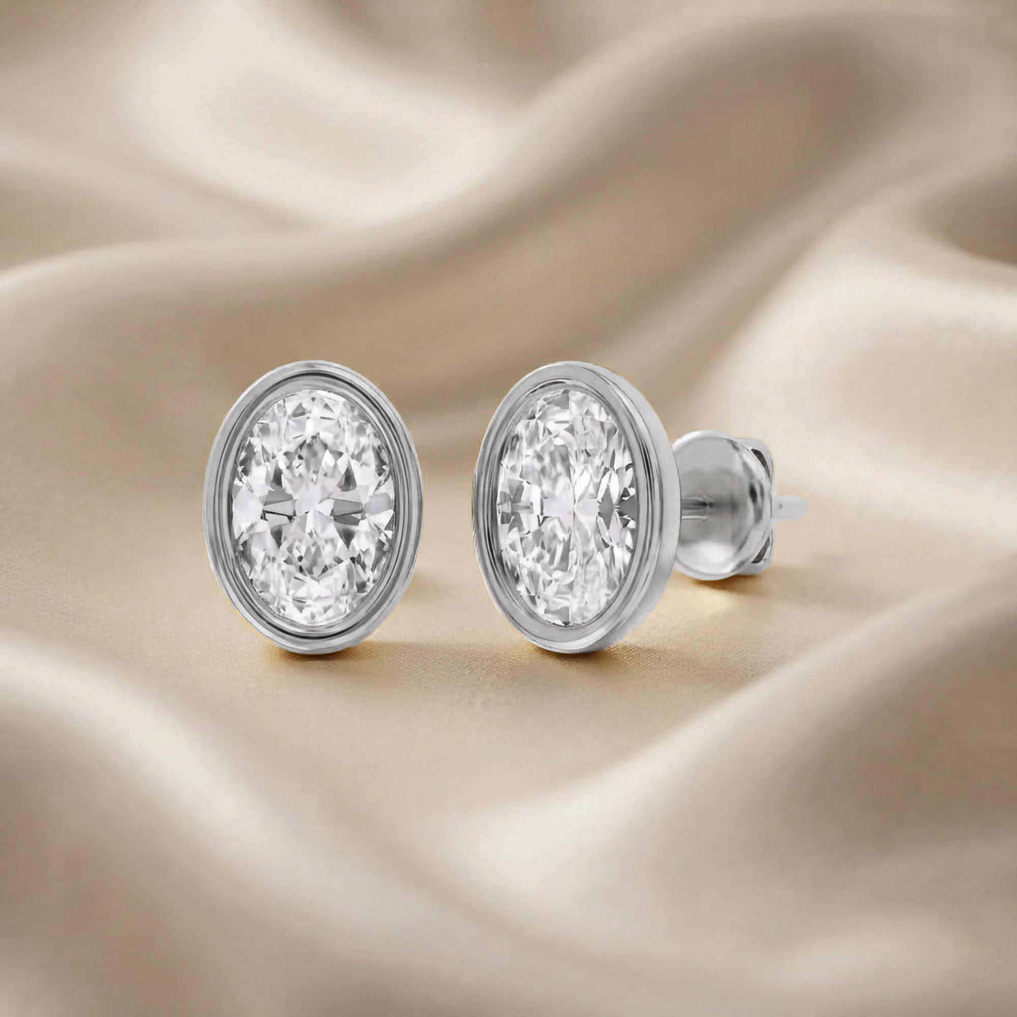 Oval-Cut Solitaire Stud Earrings | Lab-Grown Diamond
