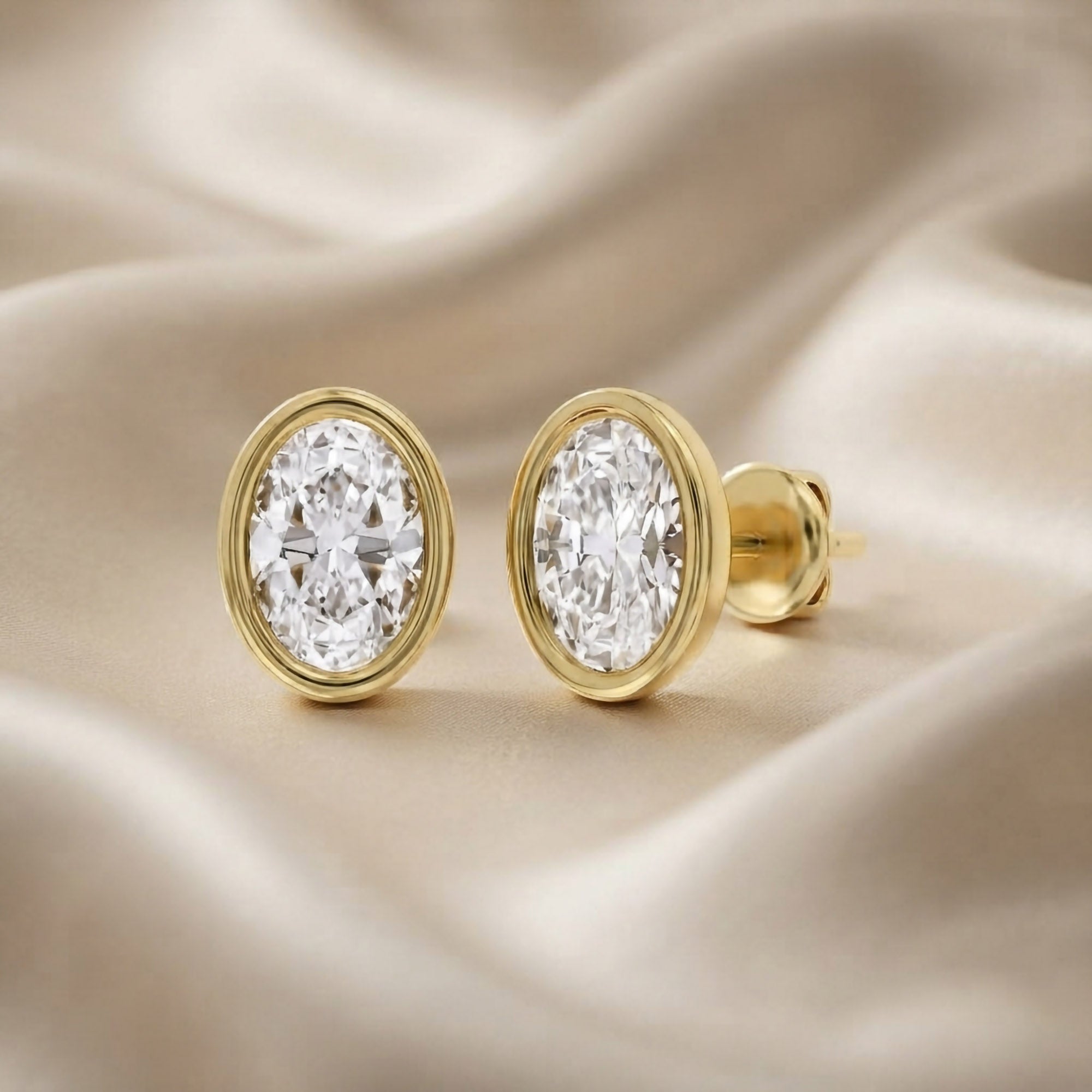 Oval-Cut Solitaire Stud Earrings | Lab-Grown Diamond