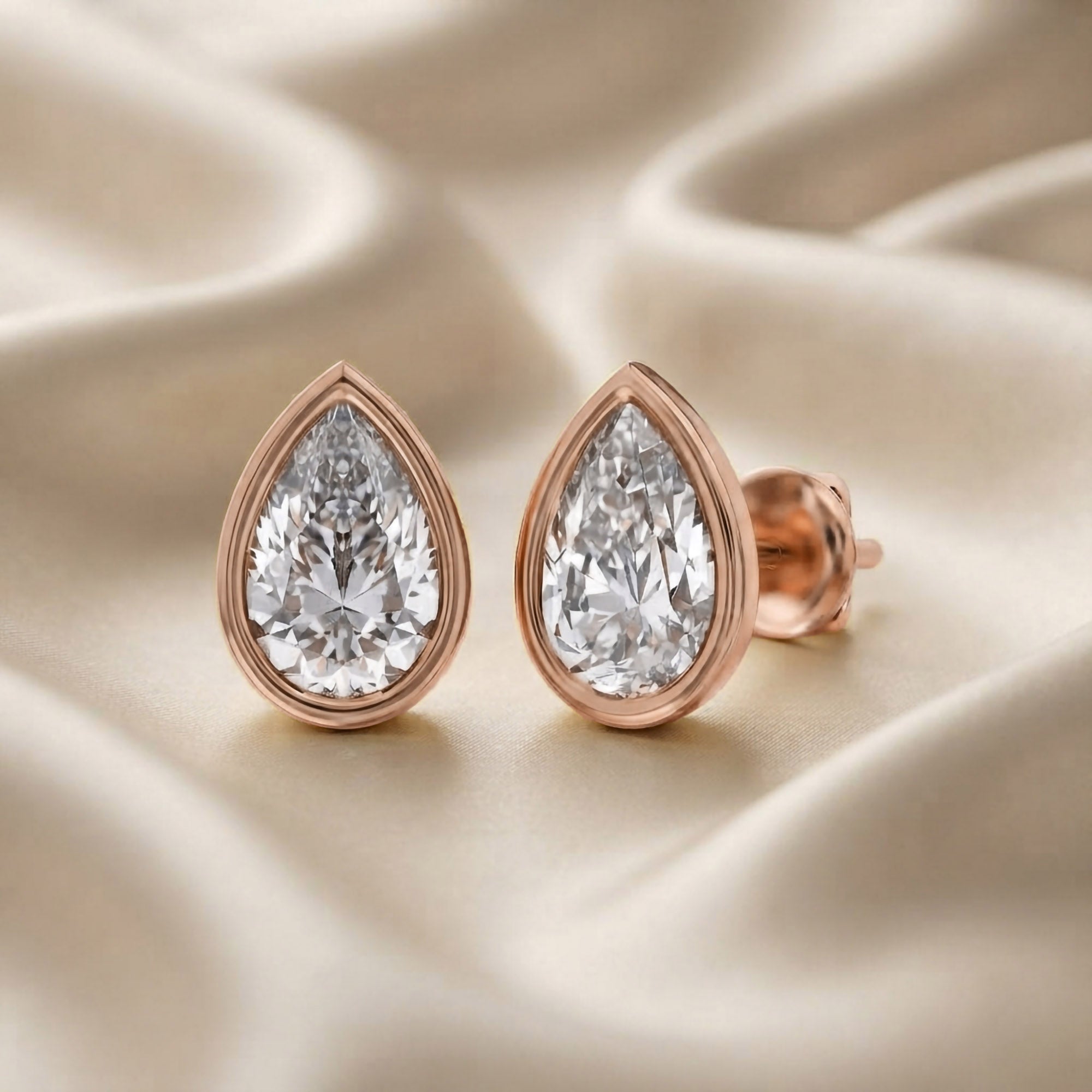 Pear-Cut Solitaire Stud Earrings | Lab-Grown Diamond