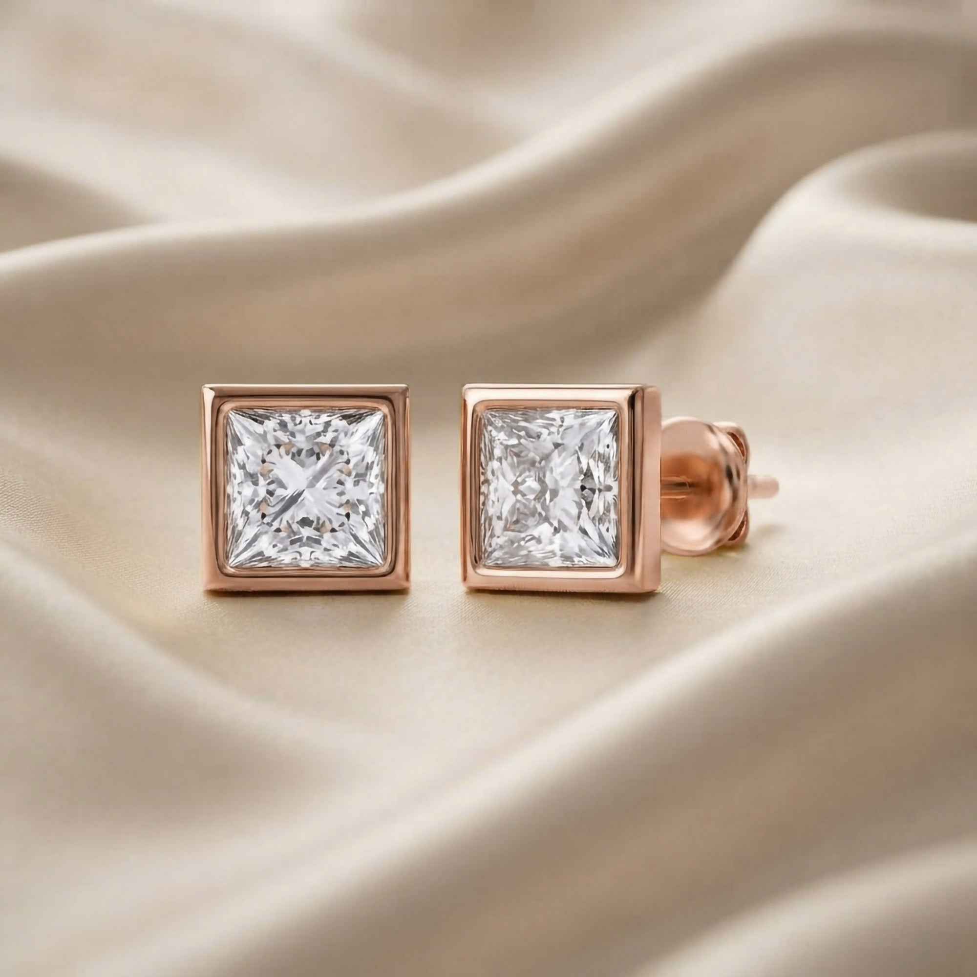 Princess-Cut Solitaire Stud Earrings | Lab-Grown Diamond