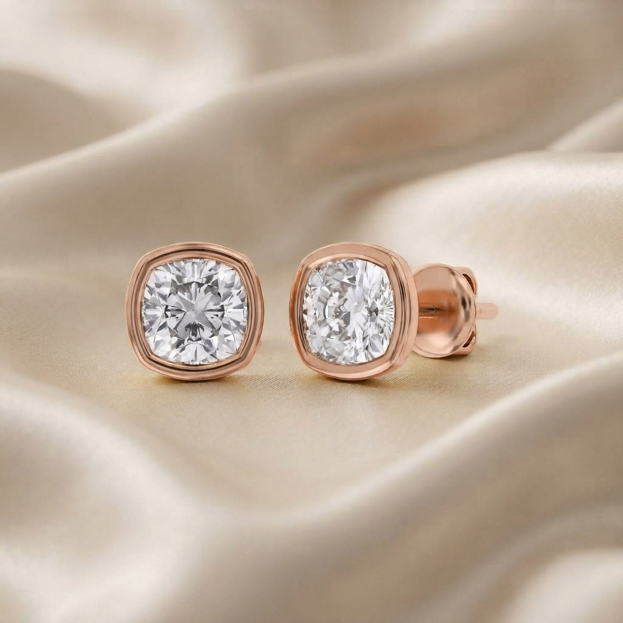 Cushion-Cut Solitaire Stud Earrings | Lab-Grown Diamond