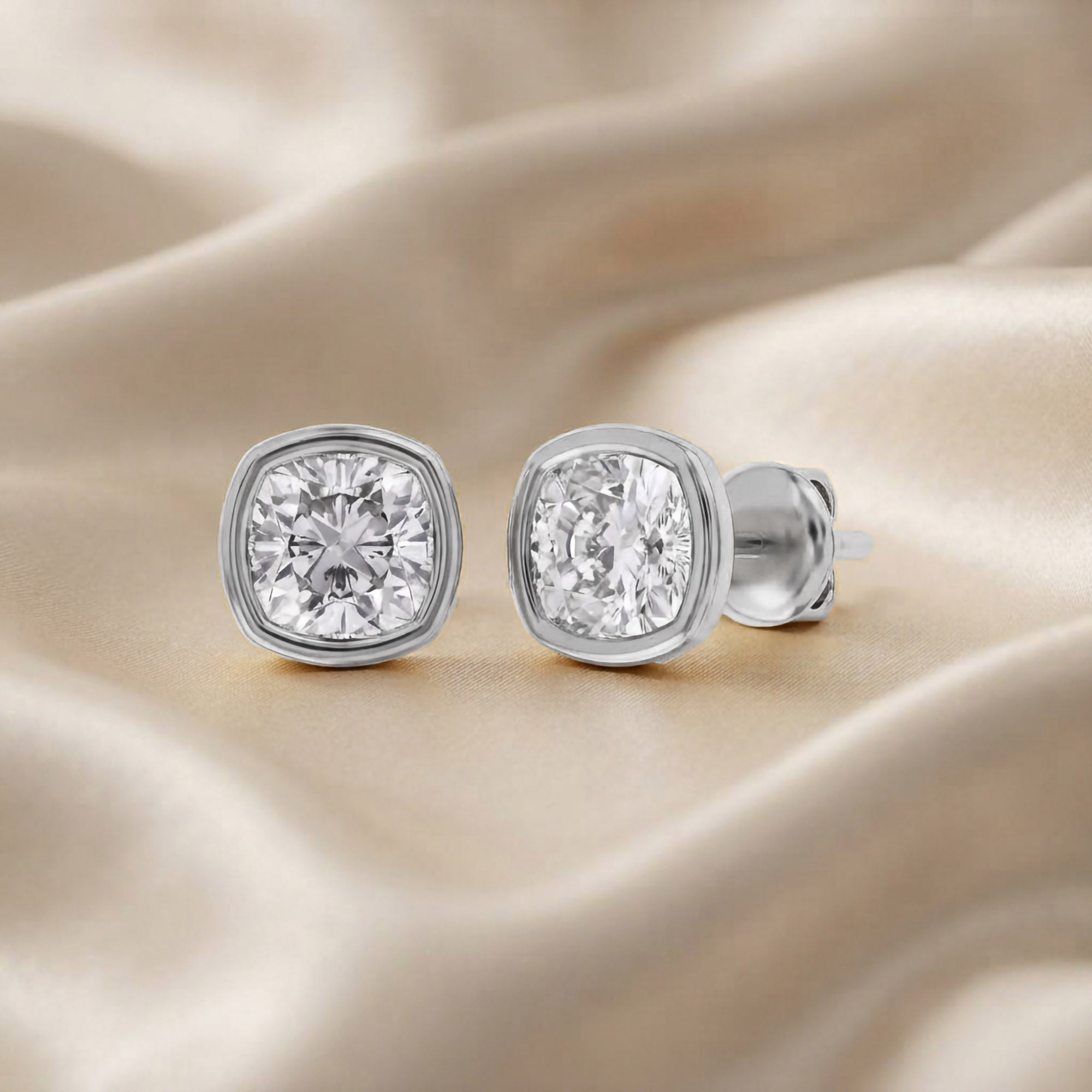 Cushion-Cut Solitaire Stud Earrings | Lab-Grown Diamond