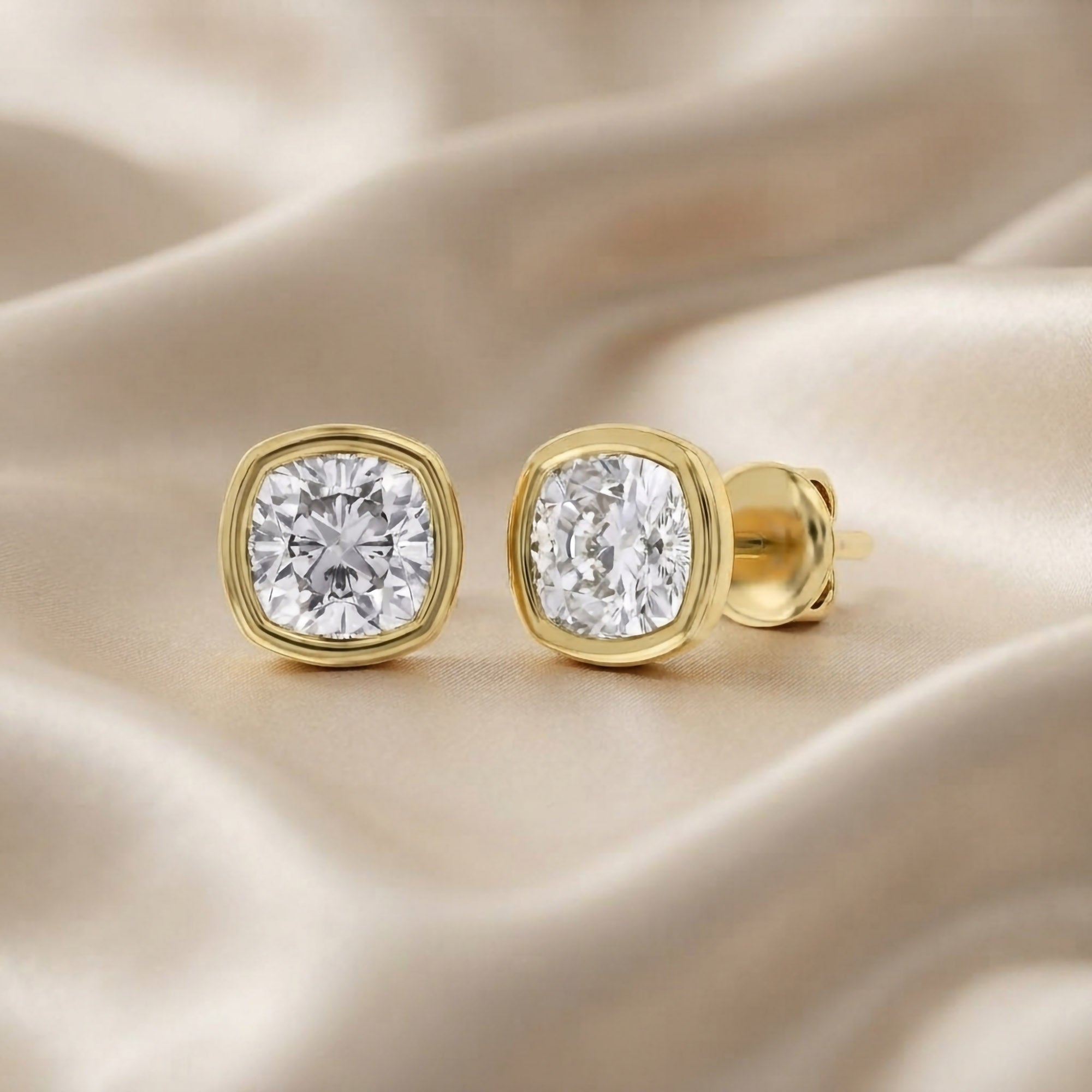 Cushion-Cut Solitaire Stud Earrings | Lab-Grown Diamond