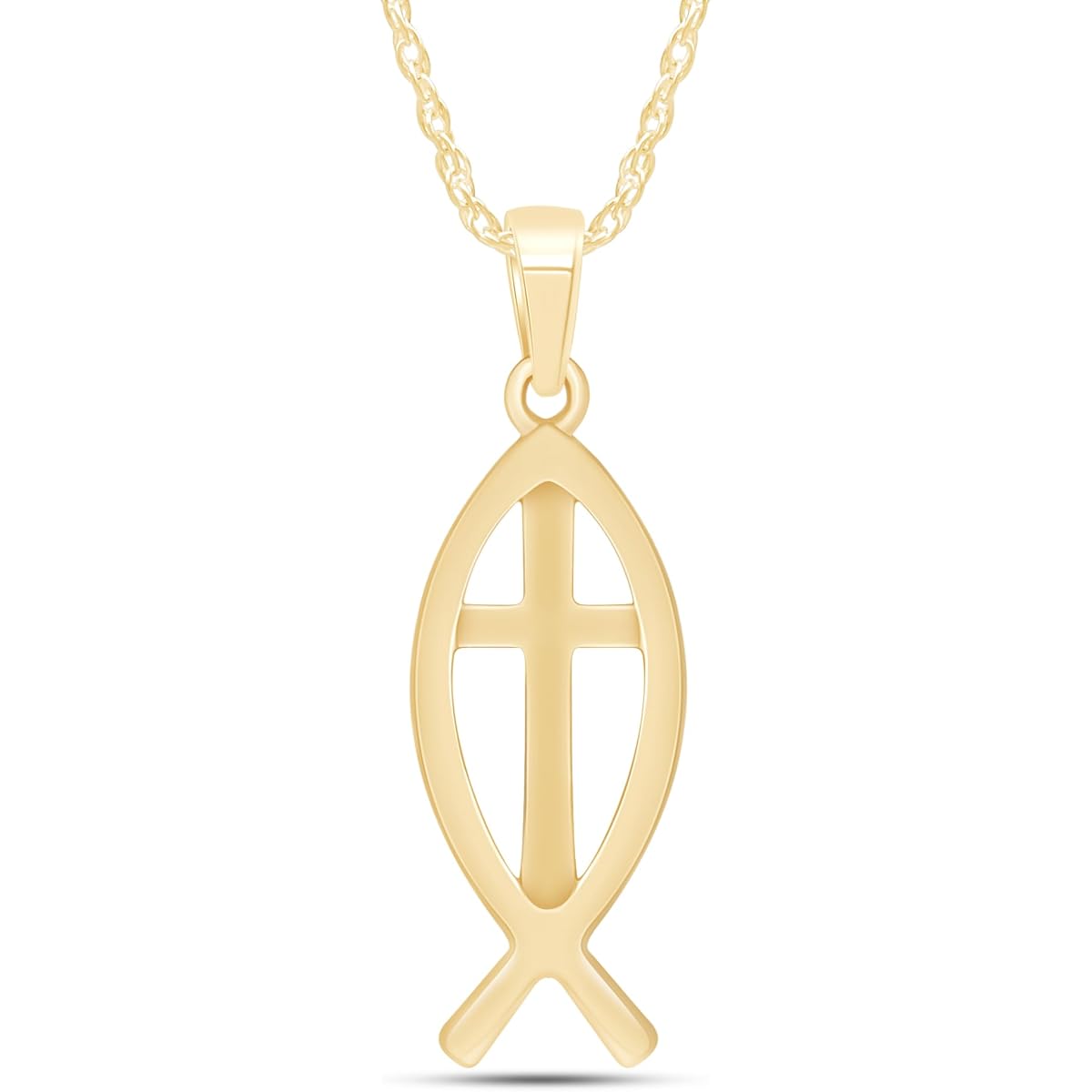 Fish Charm Cross Pendant Necklace
