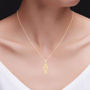 Fish Charm Cross Pendant Necklace