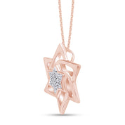 14K Solid Gold Star of David Pendant Necklace
