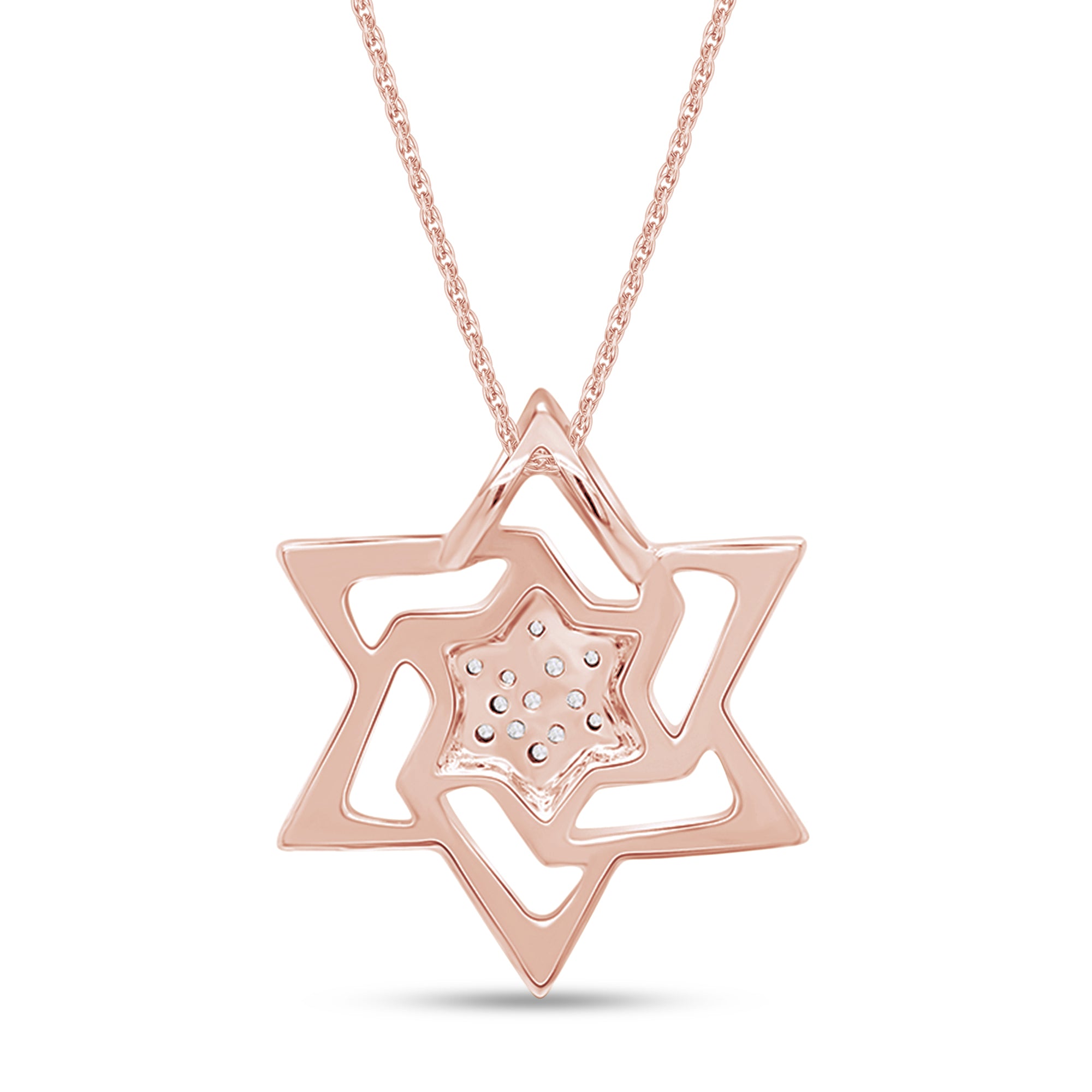 14K Solid Gold Star of David Pendant Necklace