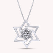 14K Solid Gold Star of David Pendant Necklace