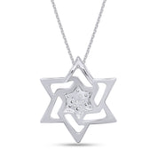 14K Solid Gold Star of David Pendant Necklace