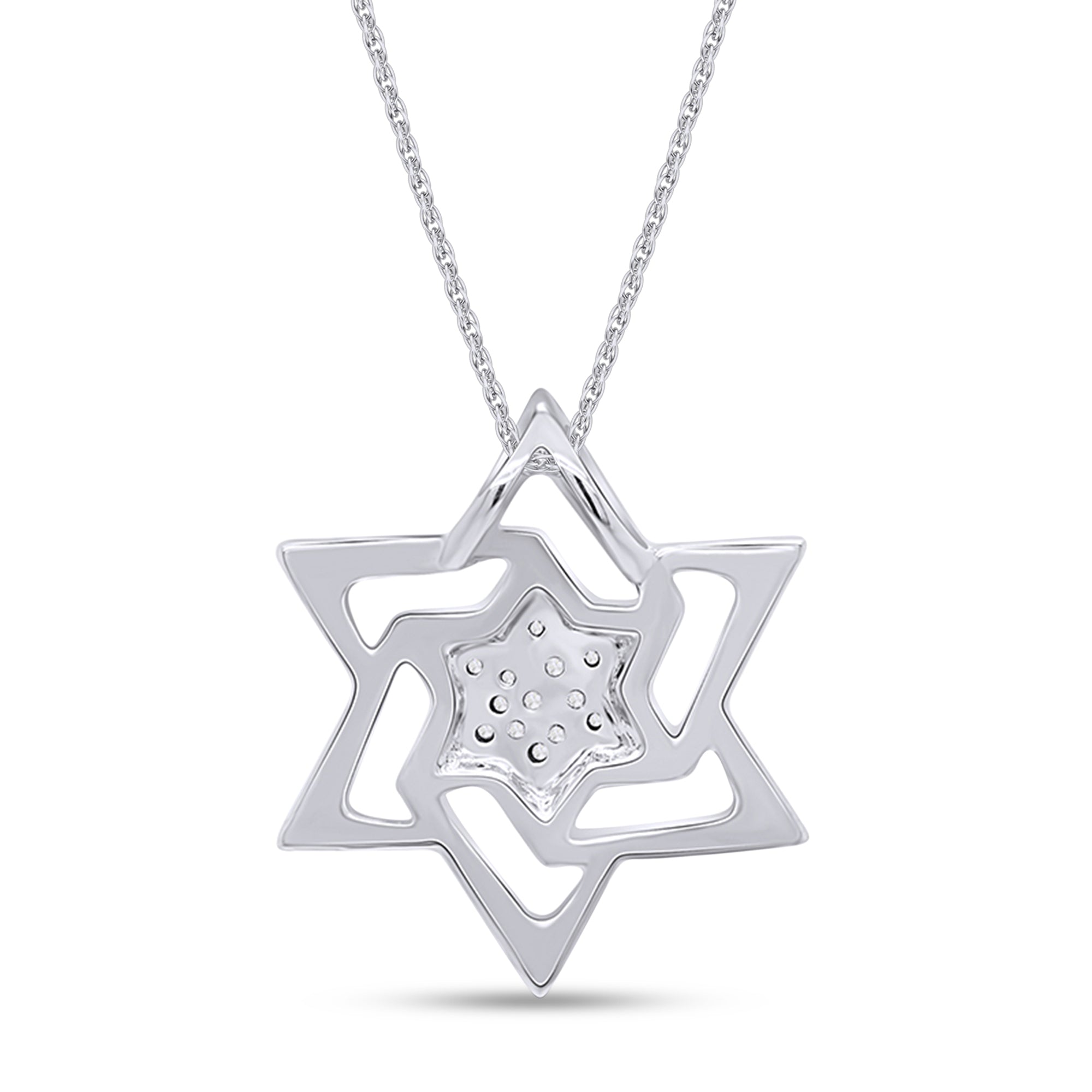 14K Solid Gold Star of David Pendant Necklace