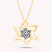 14K Solid Gold Star of David Pendant Necklace