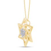 14K Solid Gold Star of David Pendant Necklace