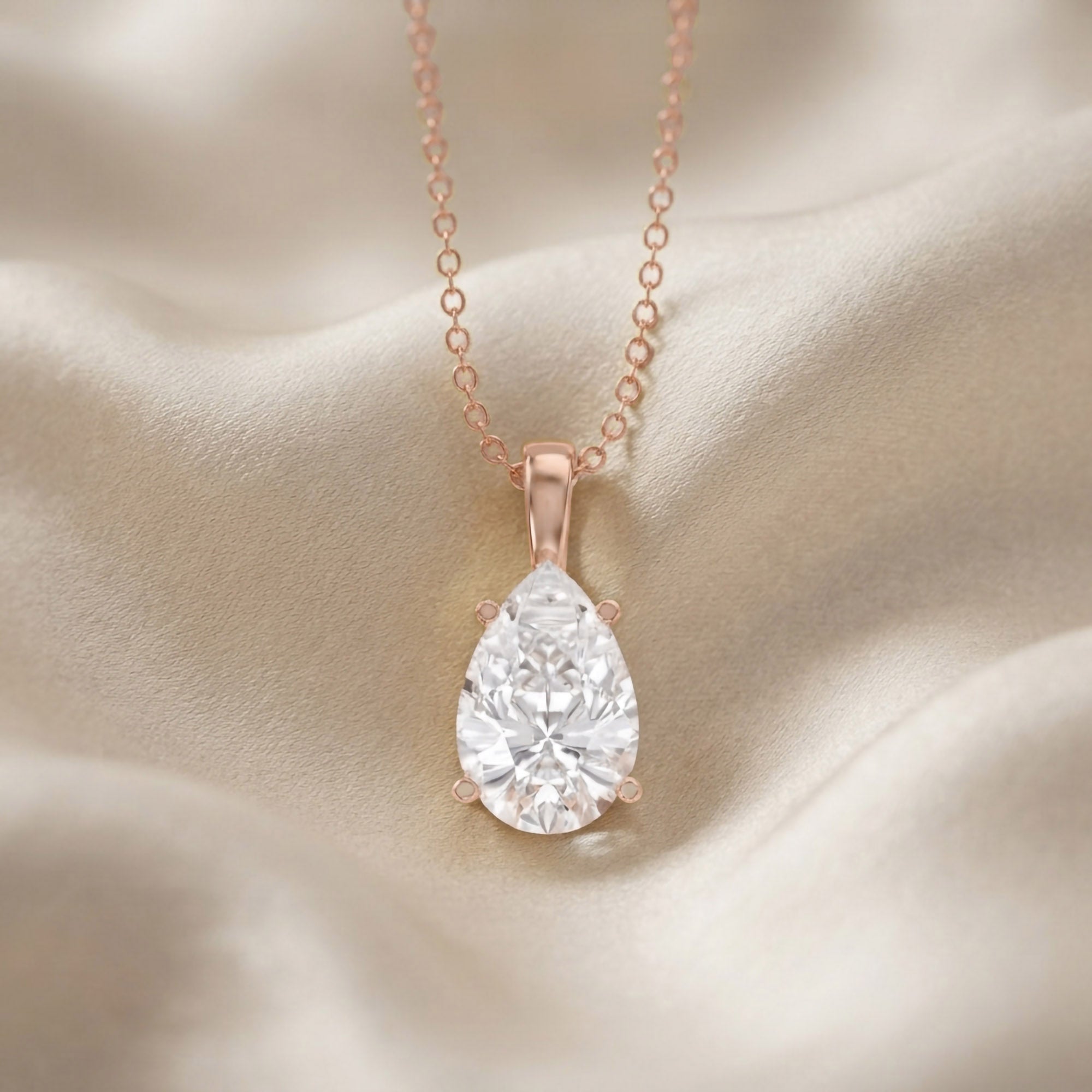 Celestia Pear Shape Lab Grown Diamond Solitaire Pendant Necklace