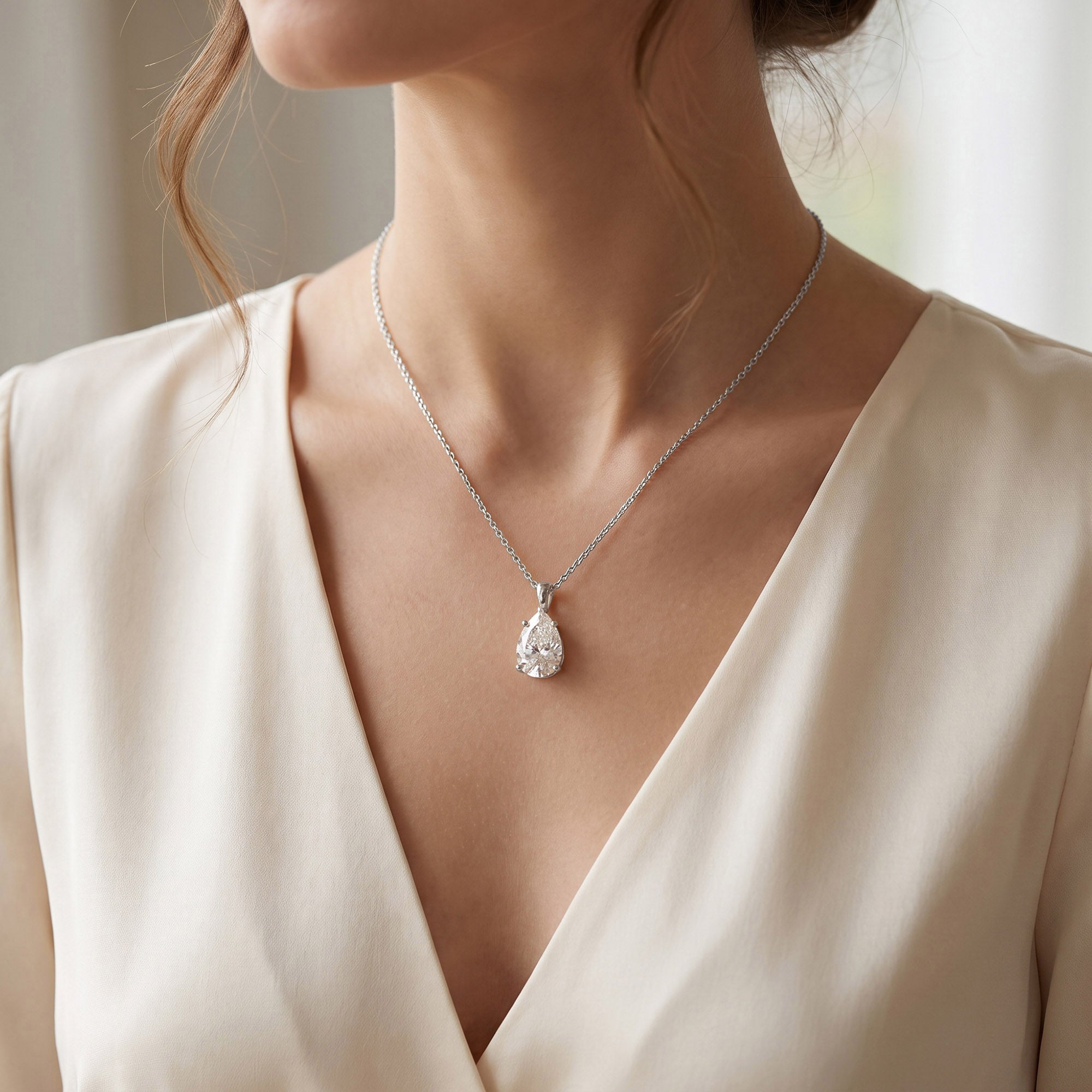 Celestia Pear Shape Lab Grown Diamond Solitaire Pendant Necklace