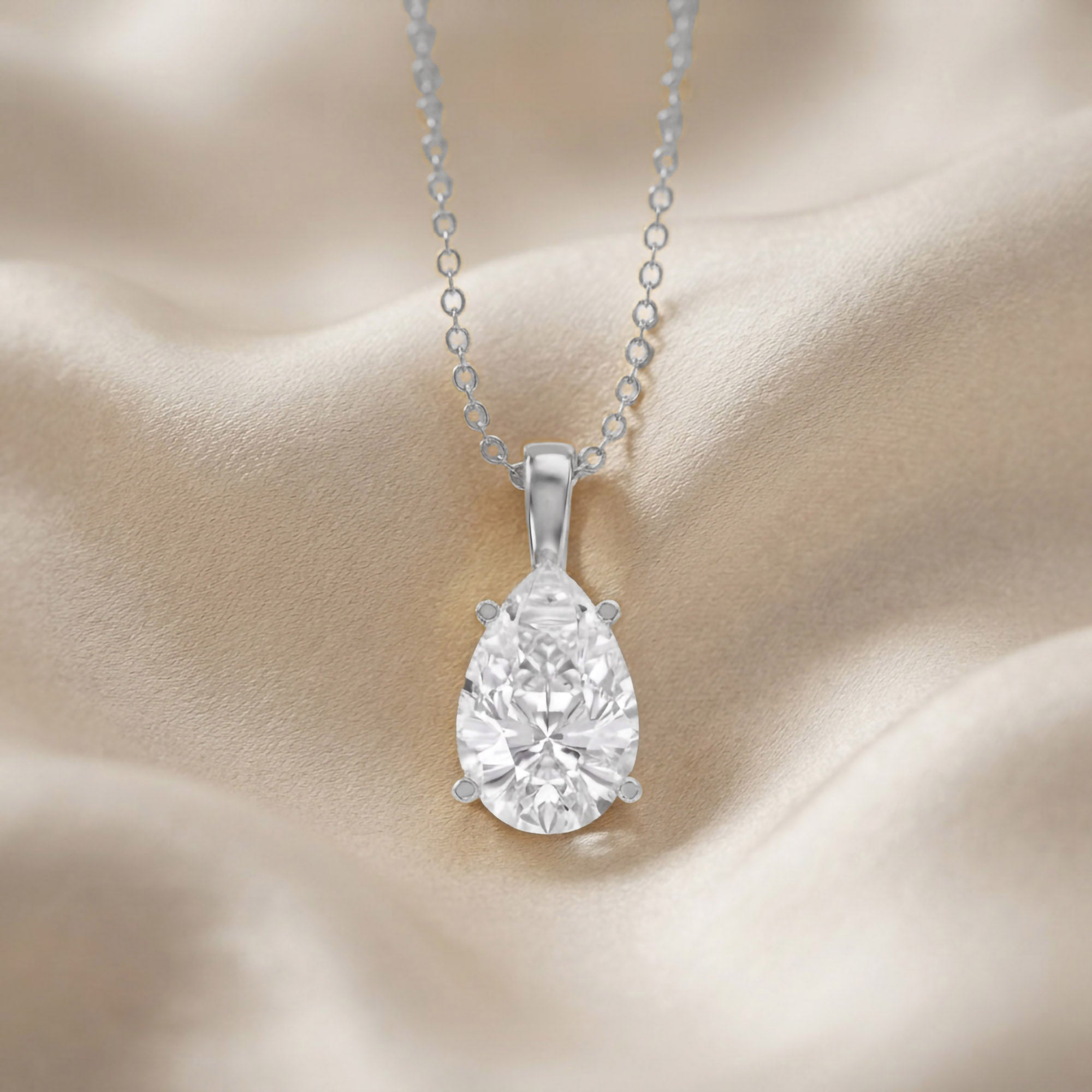 Celestia Pear Shape Lab Grown Diamond Solitaire Pendant Necklace