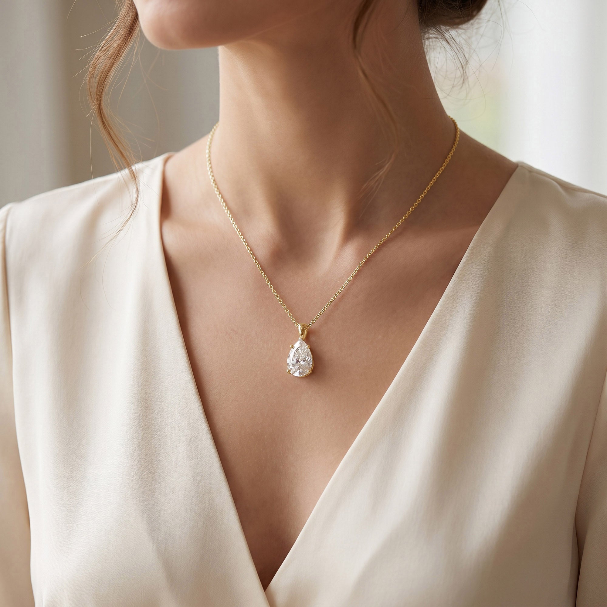 Celestia Pear Shape Lab Grown Diamond Solitaire Pendant Necklace