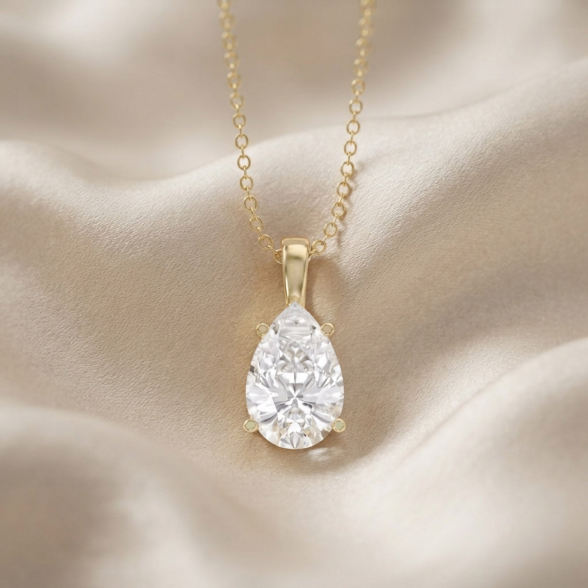 Celestia Pear Shape Lab Grown Diamond Solitaire Pendant Necklace