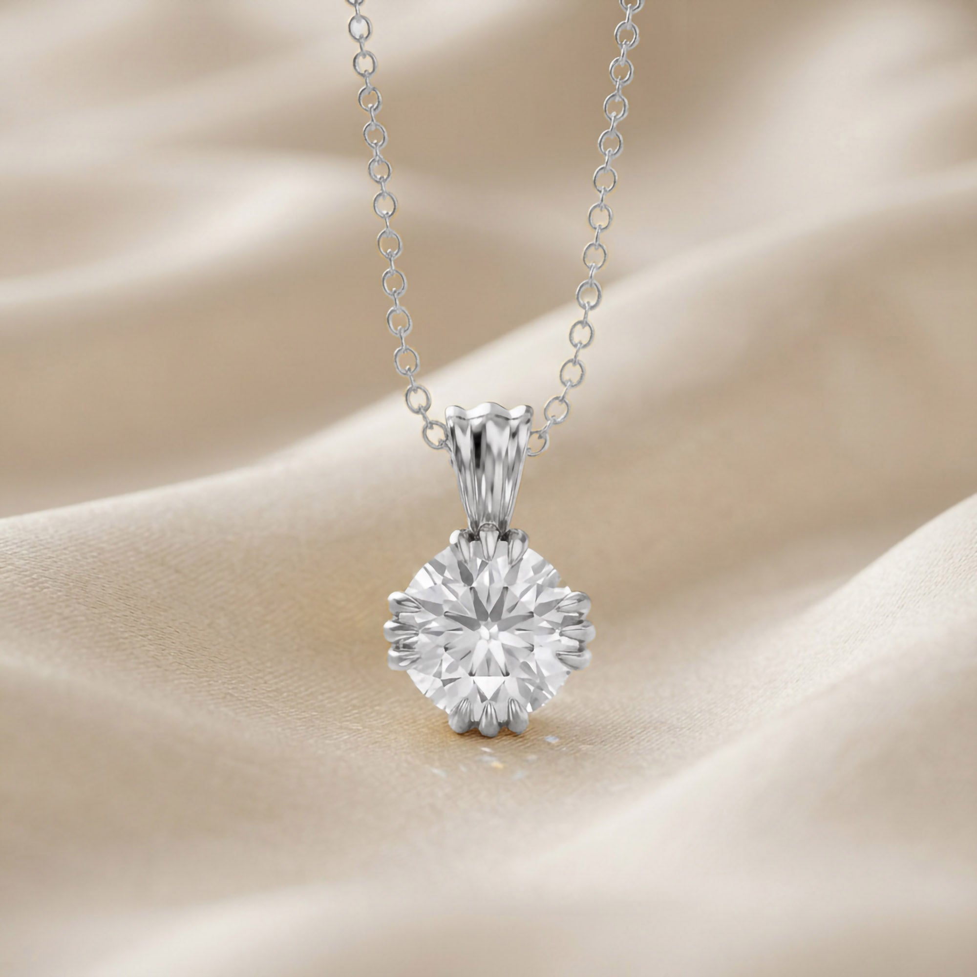 Trinity Lab Grown Diamond Solitaire Pendant Necklace for Women