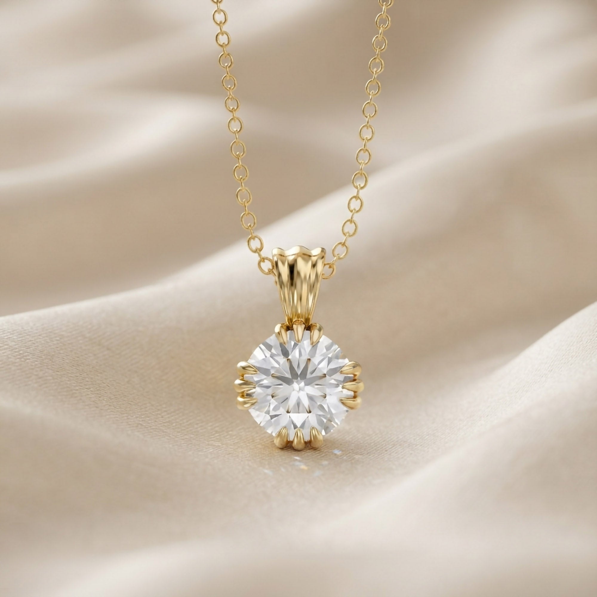 Trinity Lab Grown Diamond Solitaire Pendant Necklace for Women