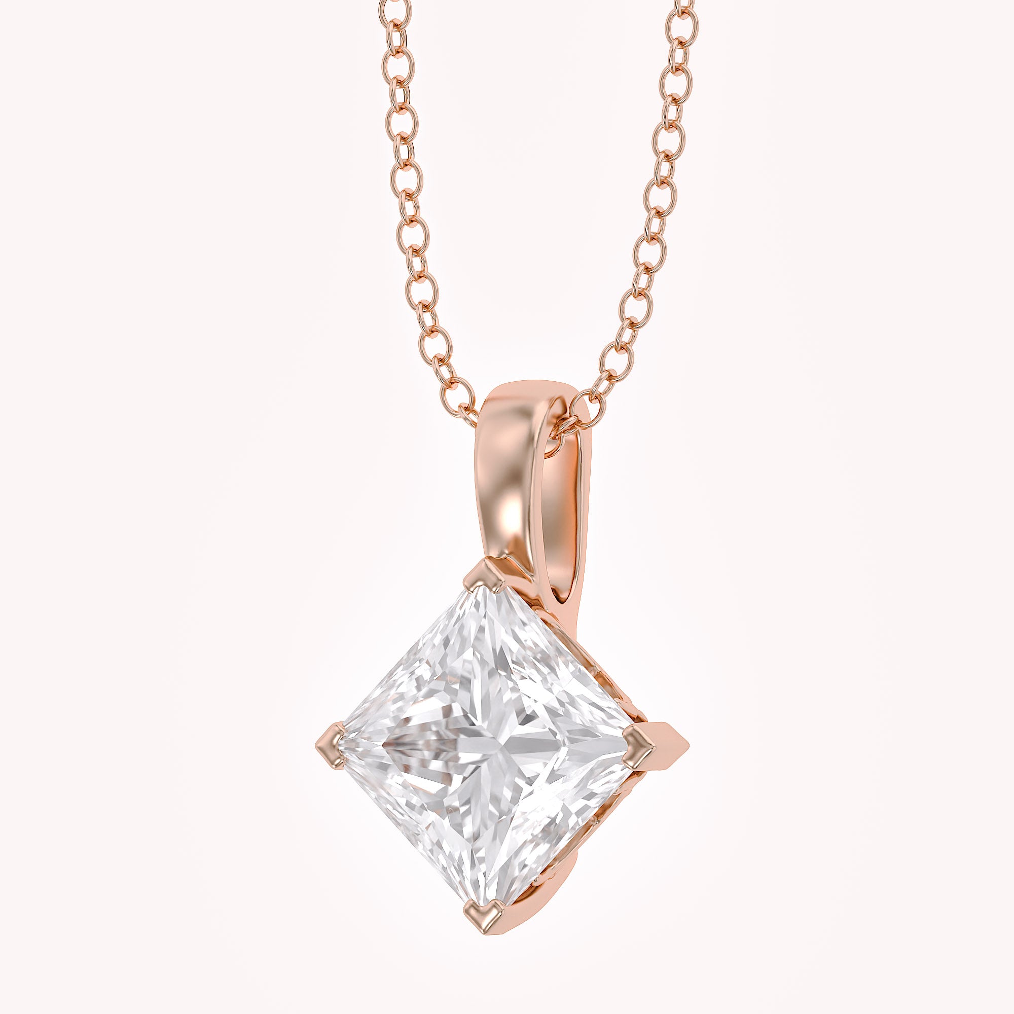 Elara Princess Lab Grown Diamond Solitaire Pendant Necklace