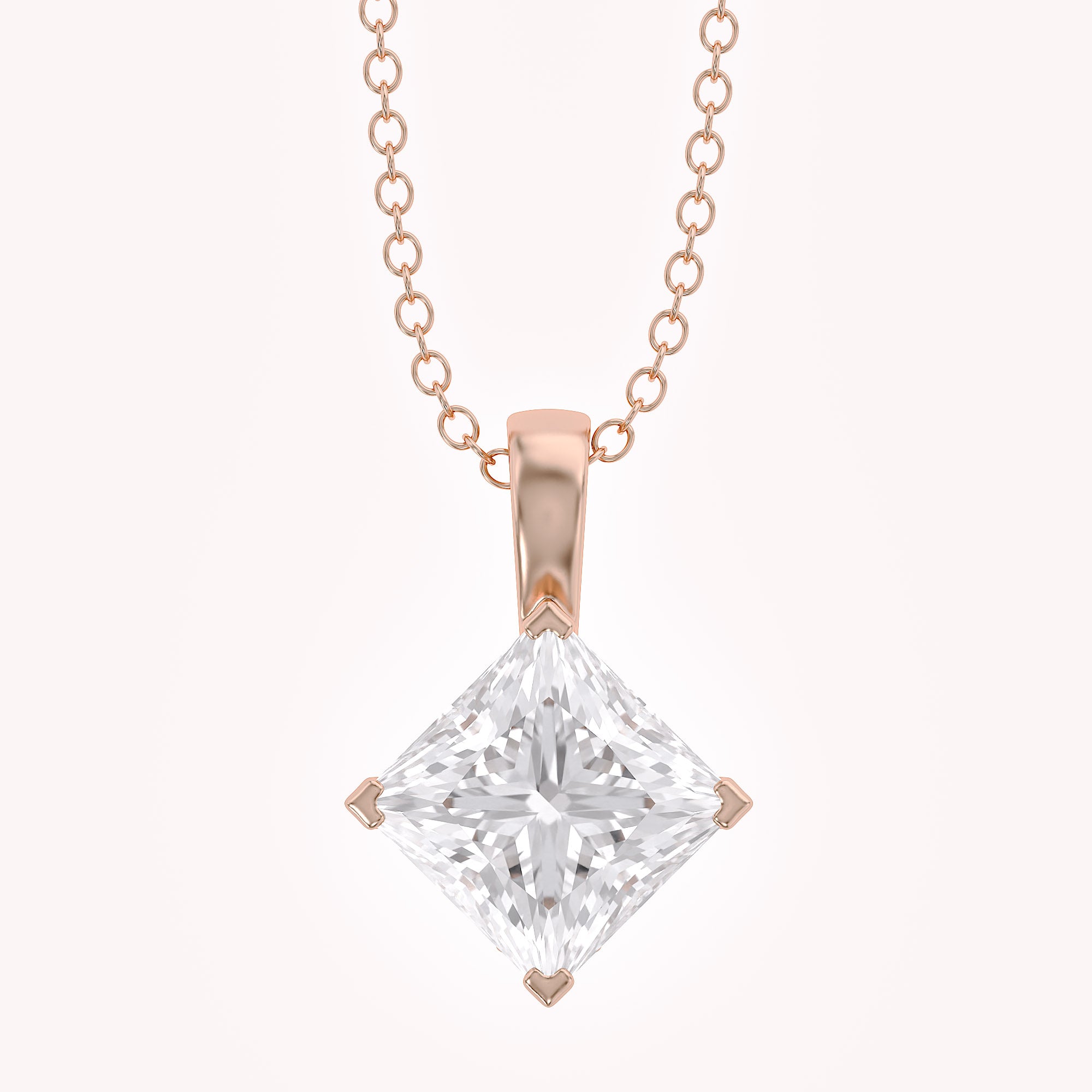 Elara Princess Lab Grown Diamond Solitaire Pendant Necklace