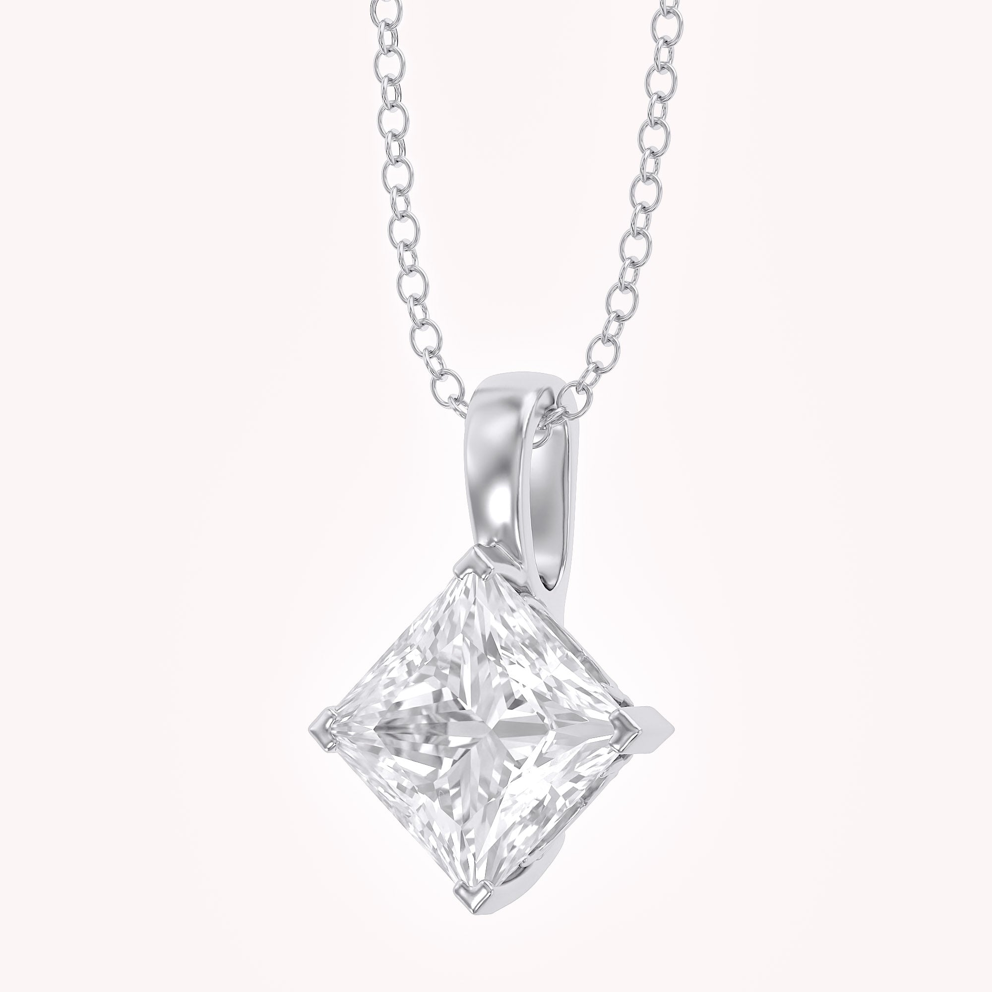 Elara Princess Lab Grown Diamond Solitaire Pendant Necklace