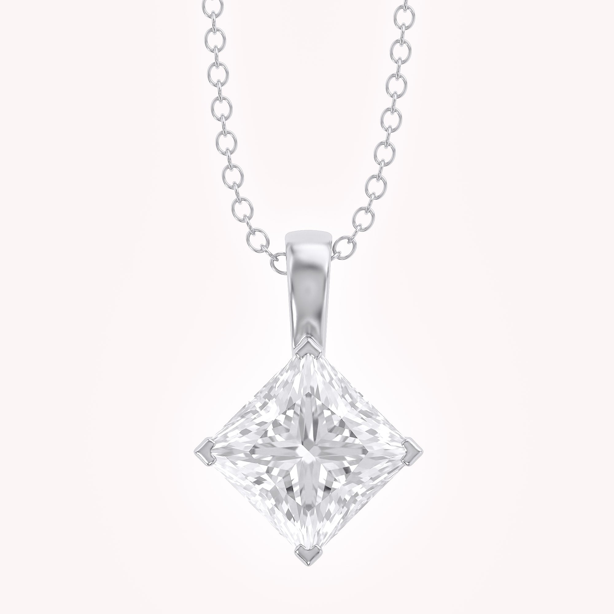 Elara Princess Lab Grown Diamond Solitaire Pendant Necklace