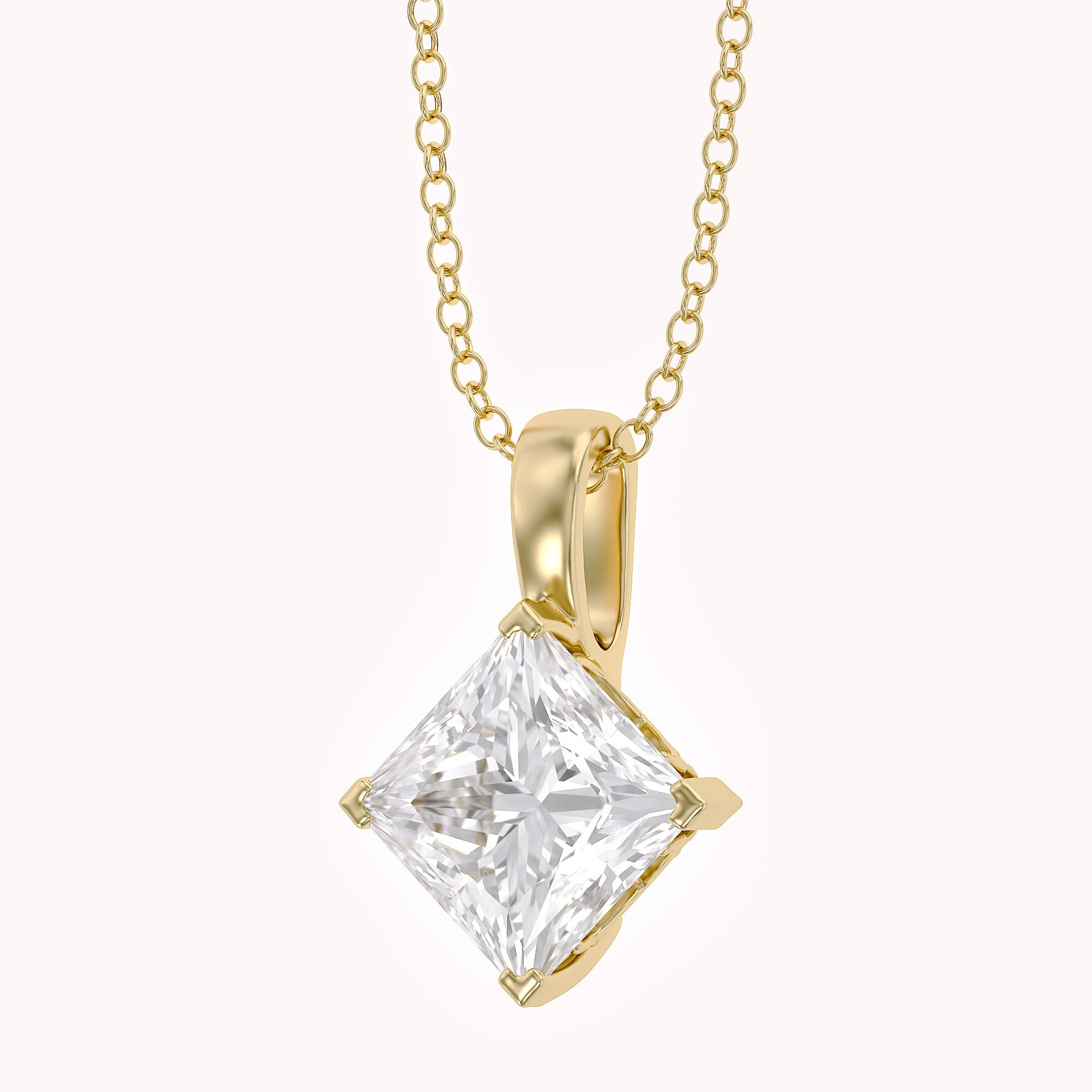 Elara Princess Lab Grown Diamond Solitaire Pendant Necklace
