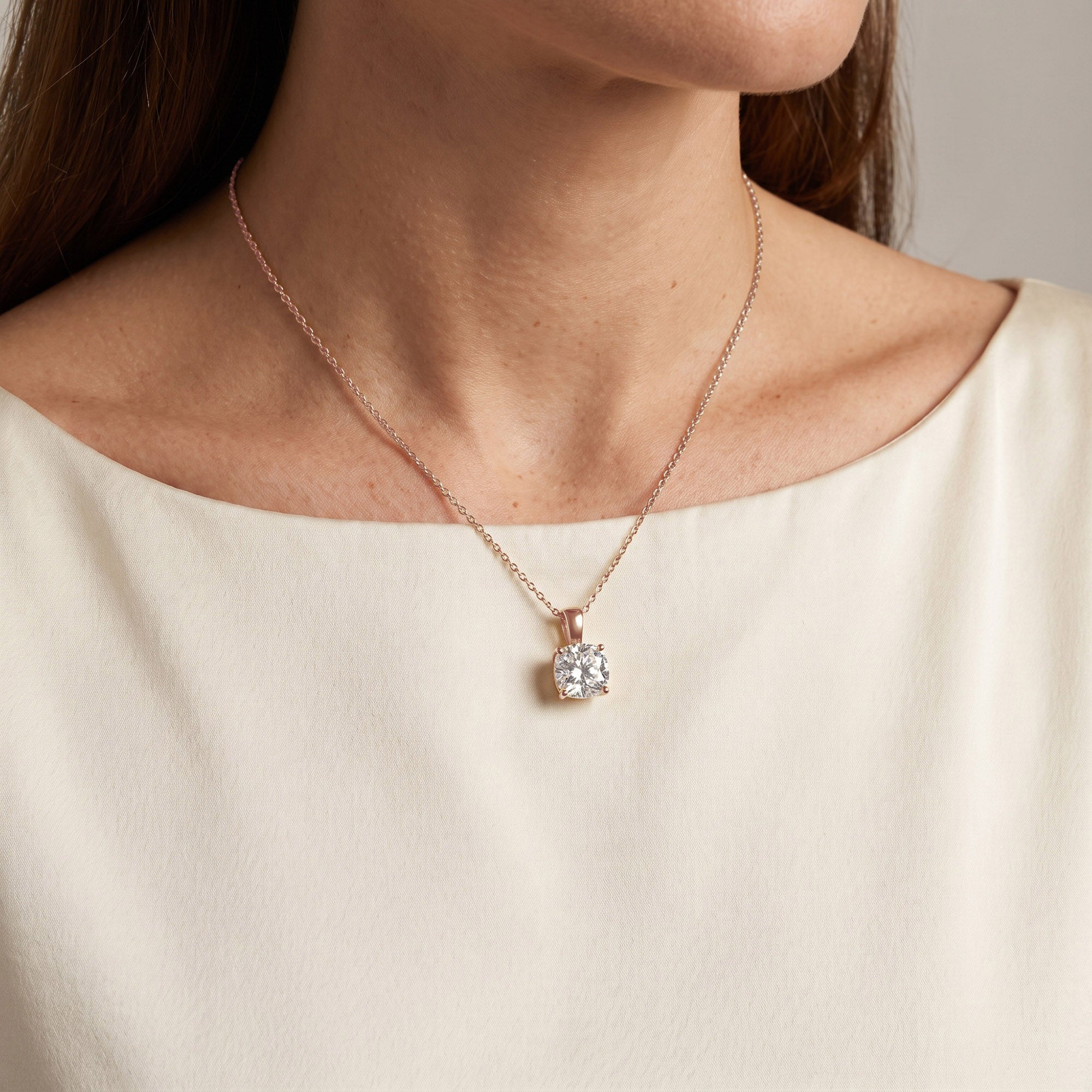 Celestia Cushion Cut Lab Grown Diamond Pendant Necklace