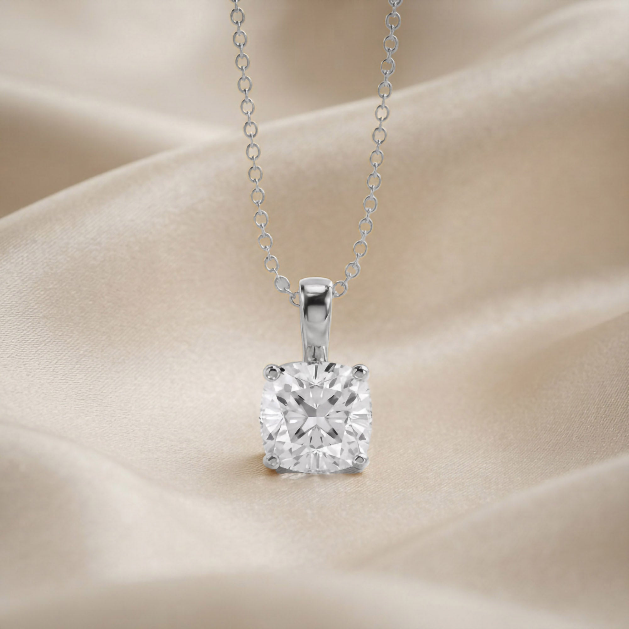 Celestia Cushion Cut Lab Grown Diamond Pendant Necklace