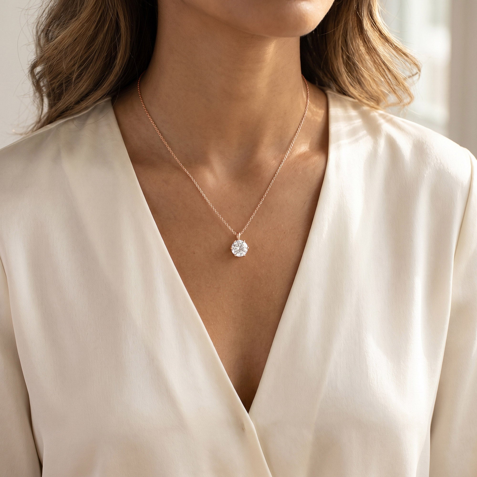 Celeste Round Solitaire Lab Grown Diamond Pendant Necklace