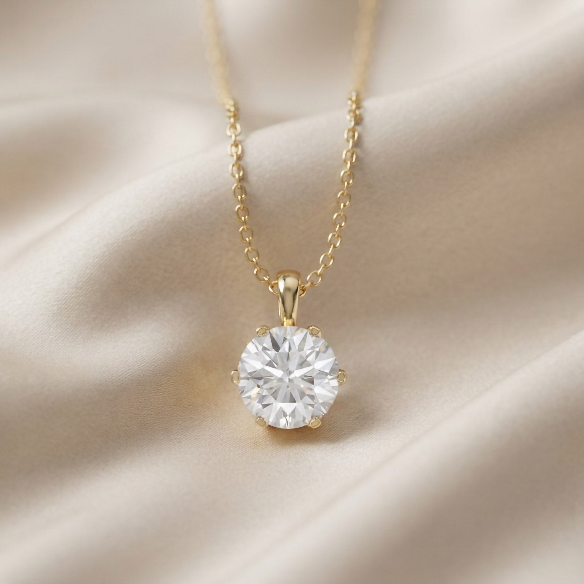 Celeste Round Solitaire Lab Grown Diamond Pendant Necklace
