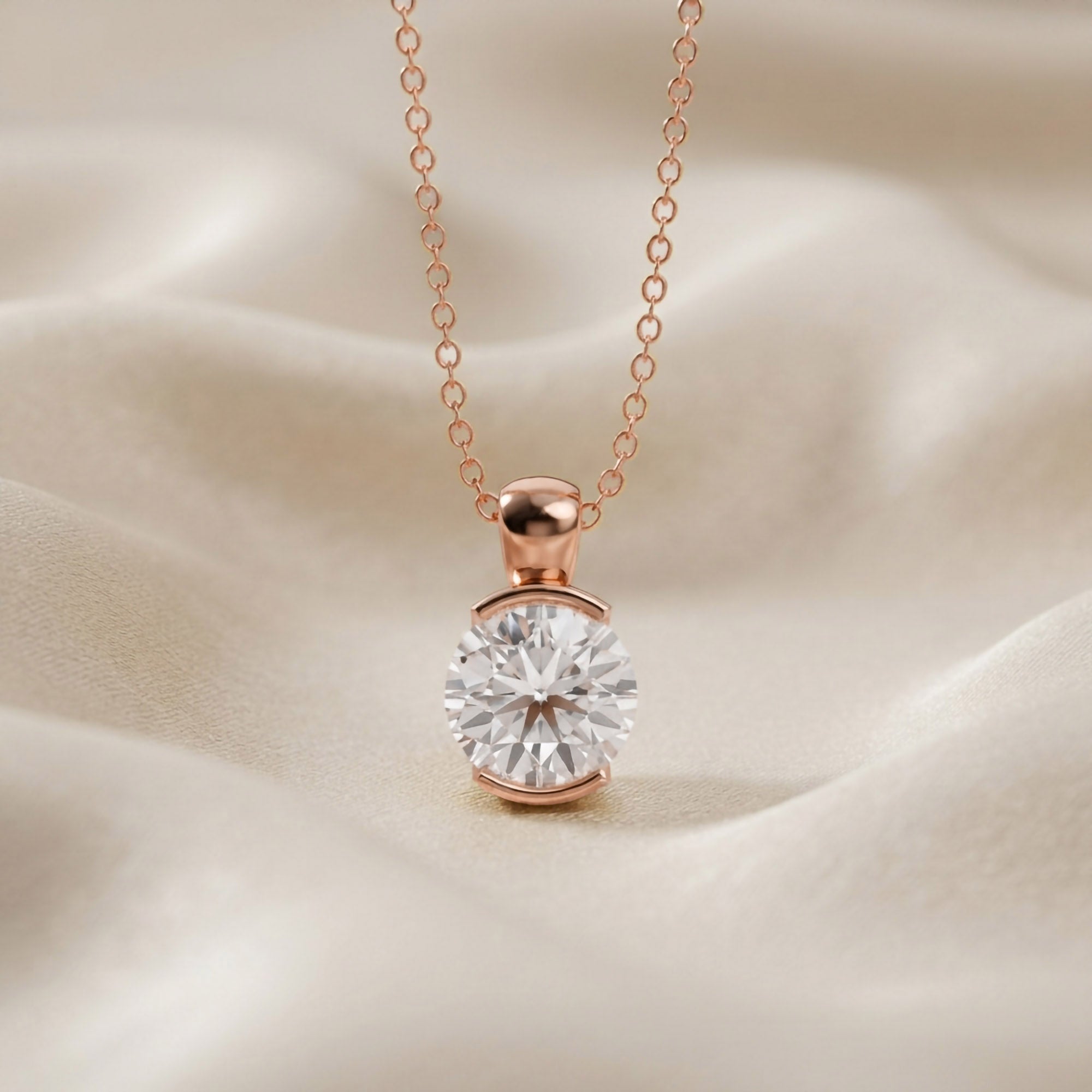 Celestine Lab Grown Diamond Bar Set Pendant Necklace
