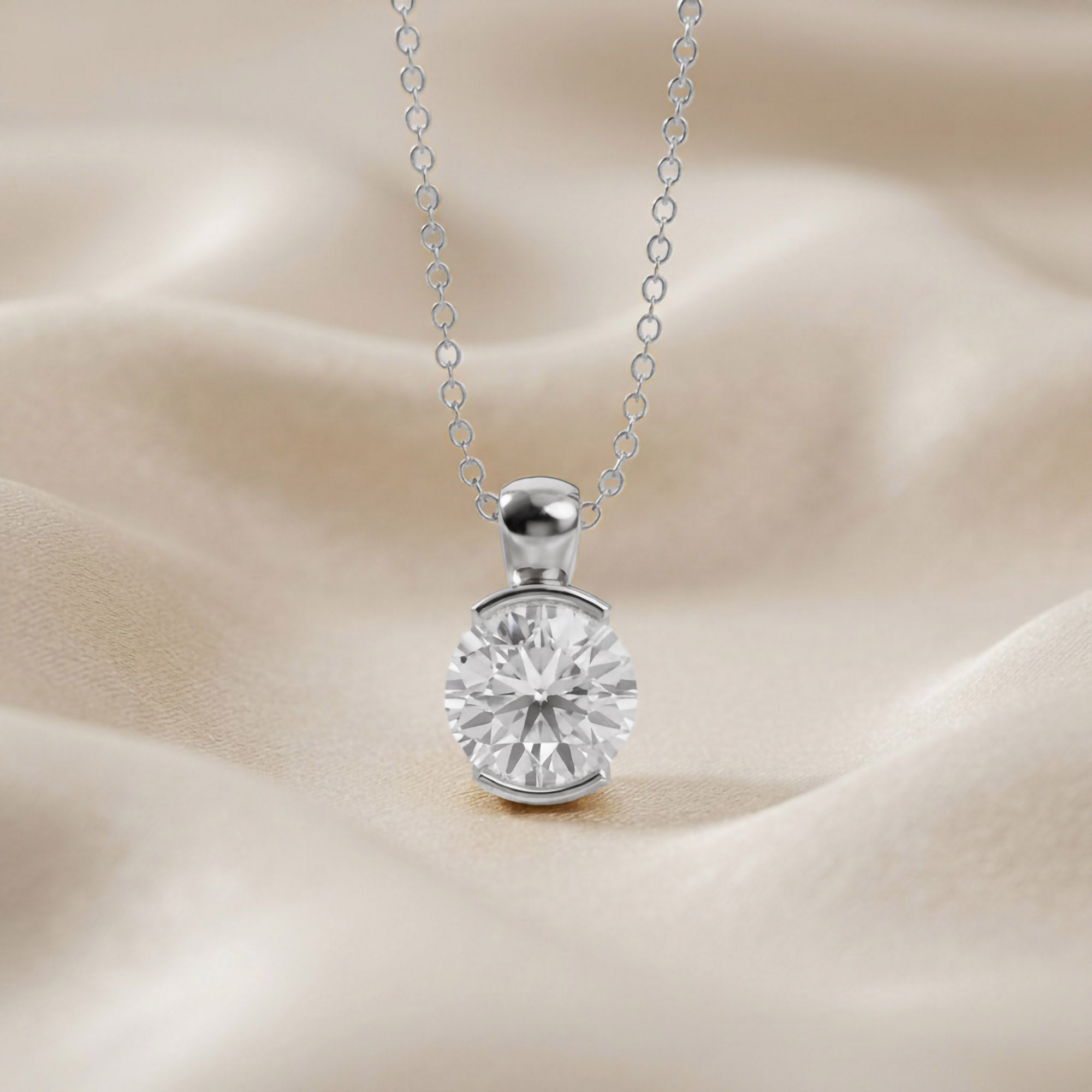 Celestine Lab Grown Diamond Bar Set Pendant Necklace
