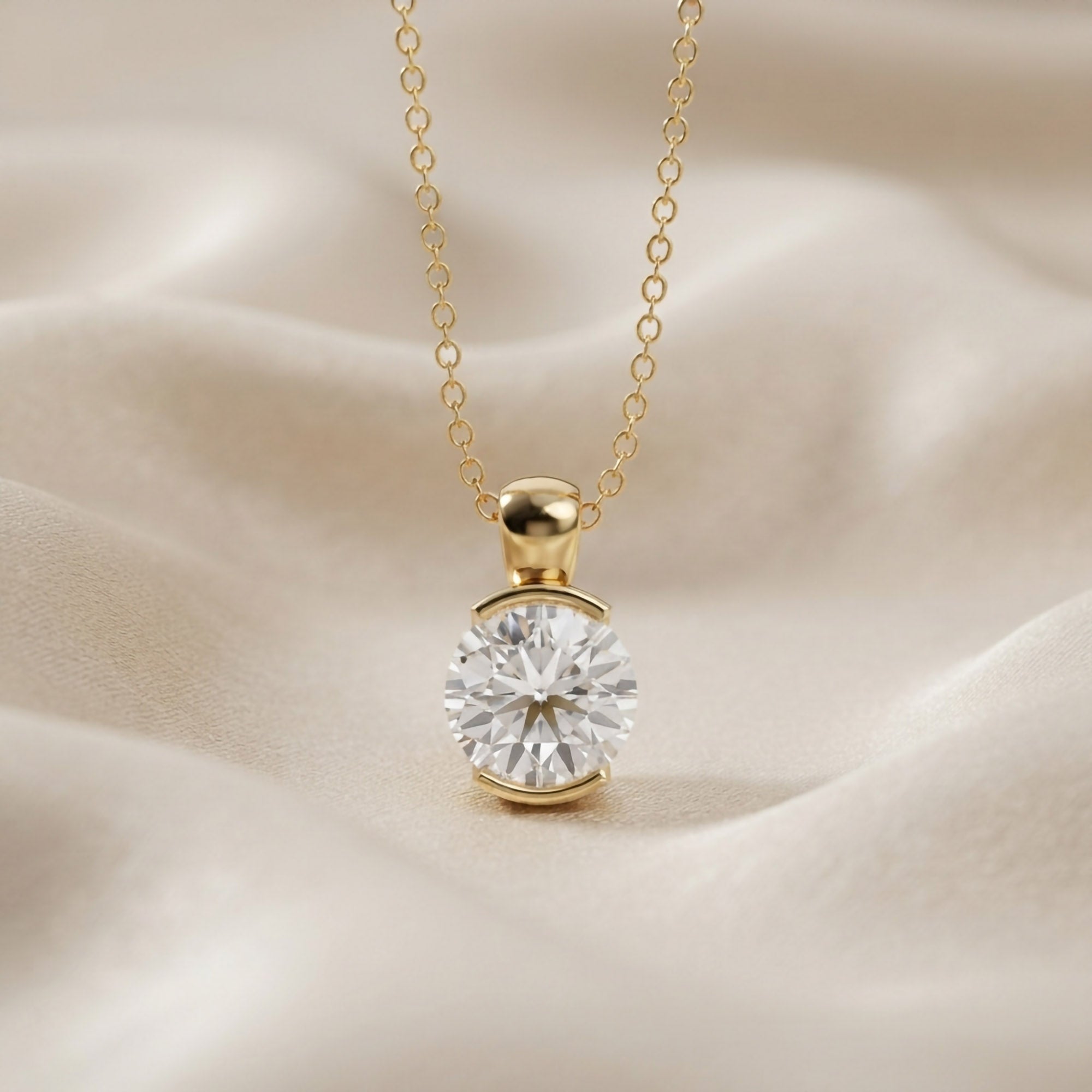 Celestine Lab Grown Diamond Bar Set Pendant Necklace