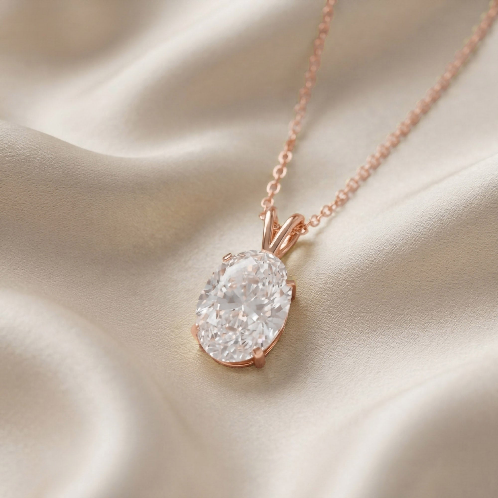 Celestia Oval Cut Lab Grown Diamond Pendant Necklec