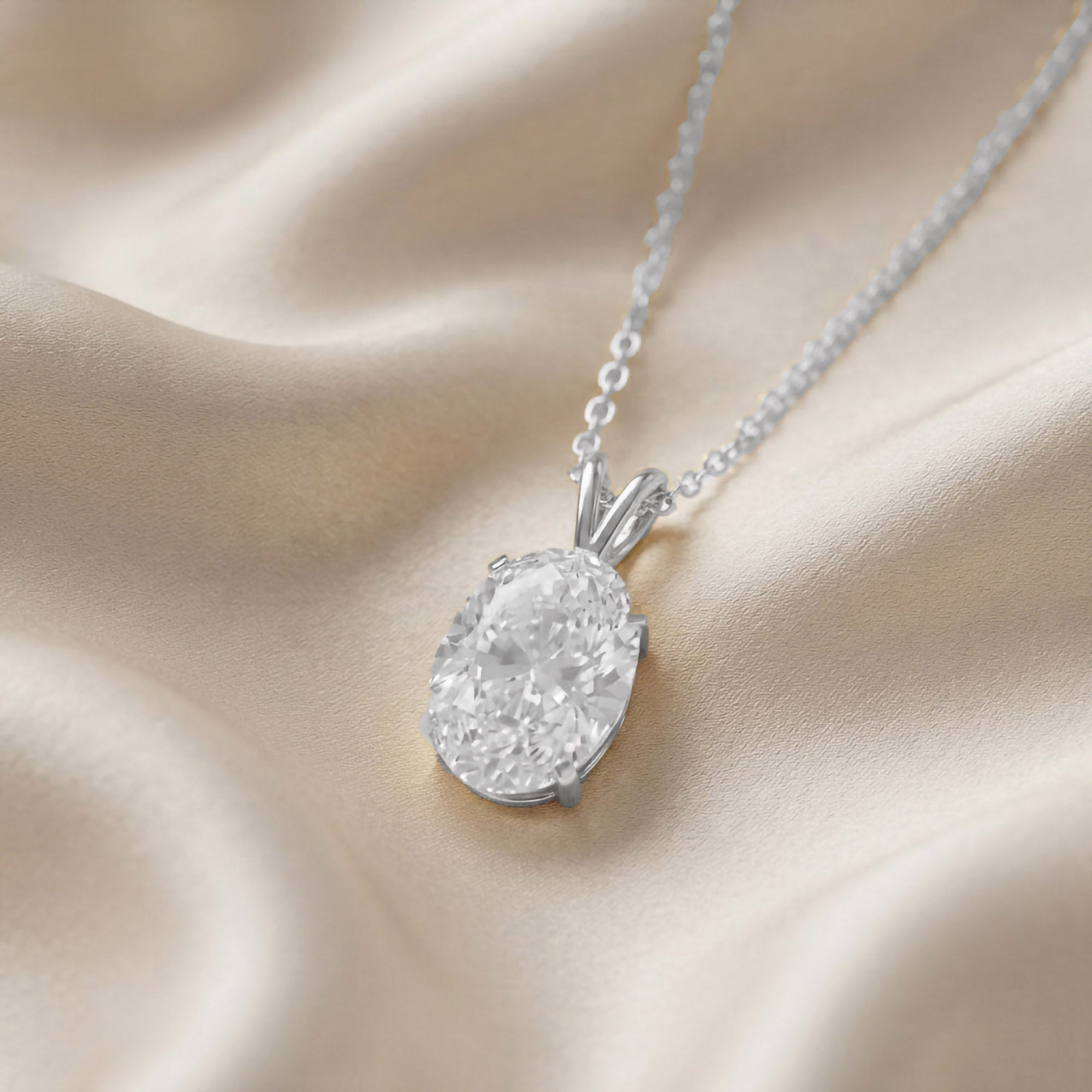 Celestia Oval Cut Lab Grown Diamond Pendant Necklec