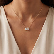 Classic Radiant Cut Lab Grown Diamond Solitaire Pendant Necklace for Women