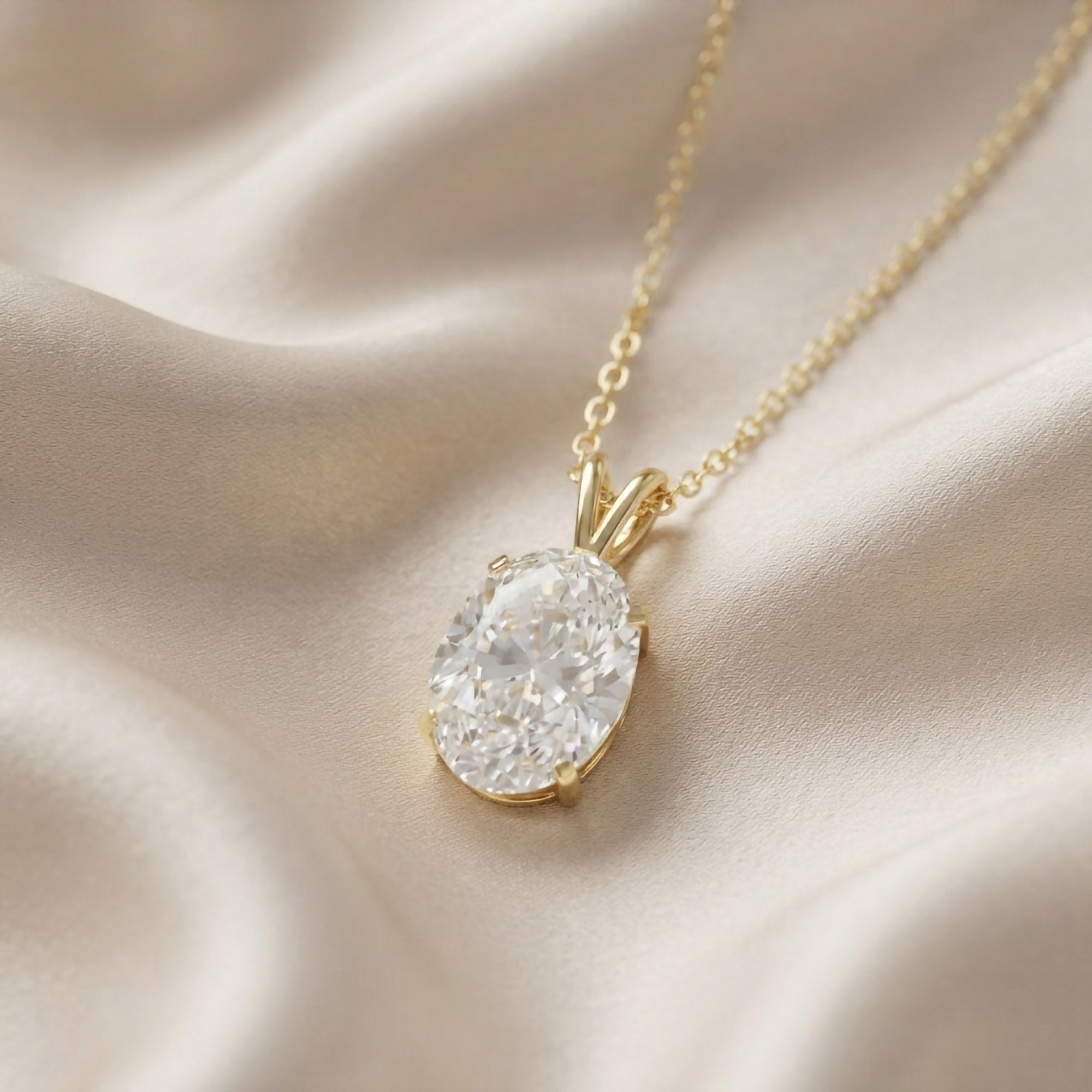 Celestia Oval Cut Lab Grown Diamond Pendant Necklec