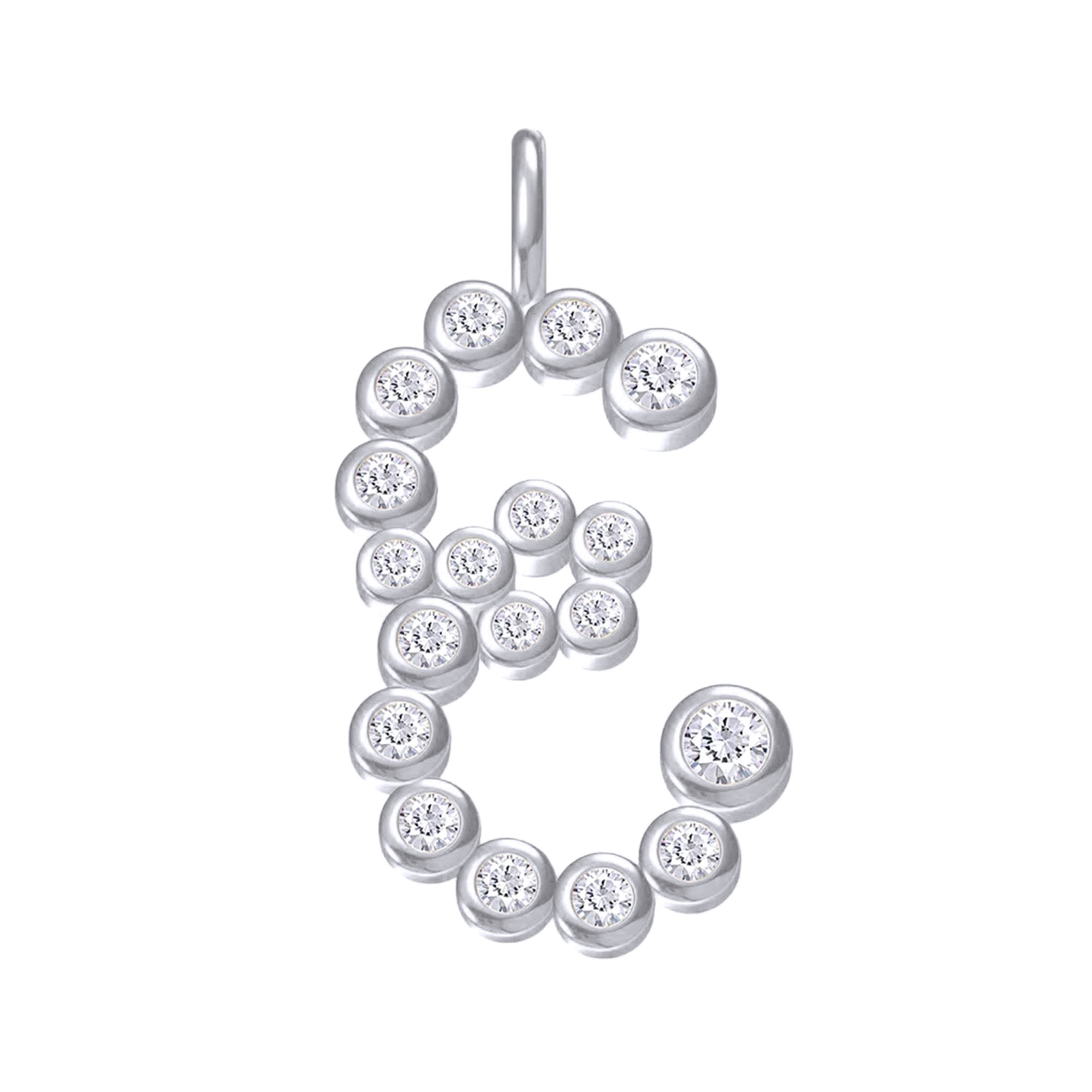 Personalized Initial Letter E Charm Pendant Without Chain In Lab Created Moissanite