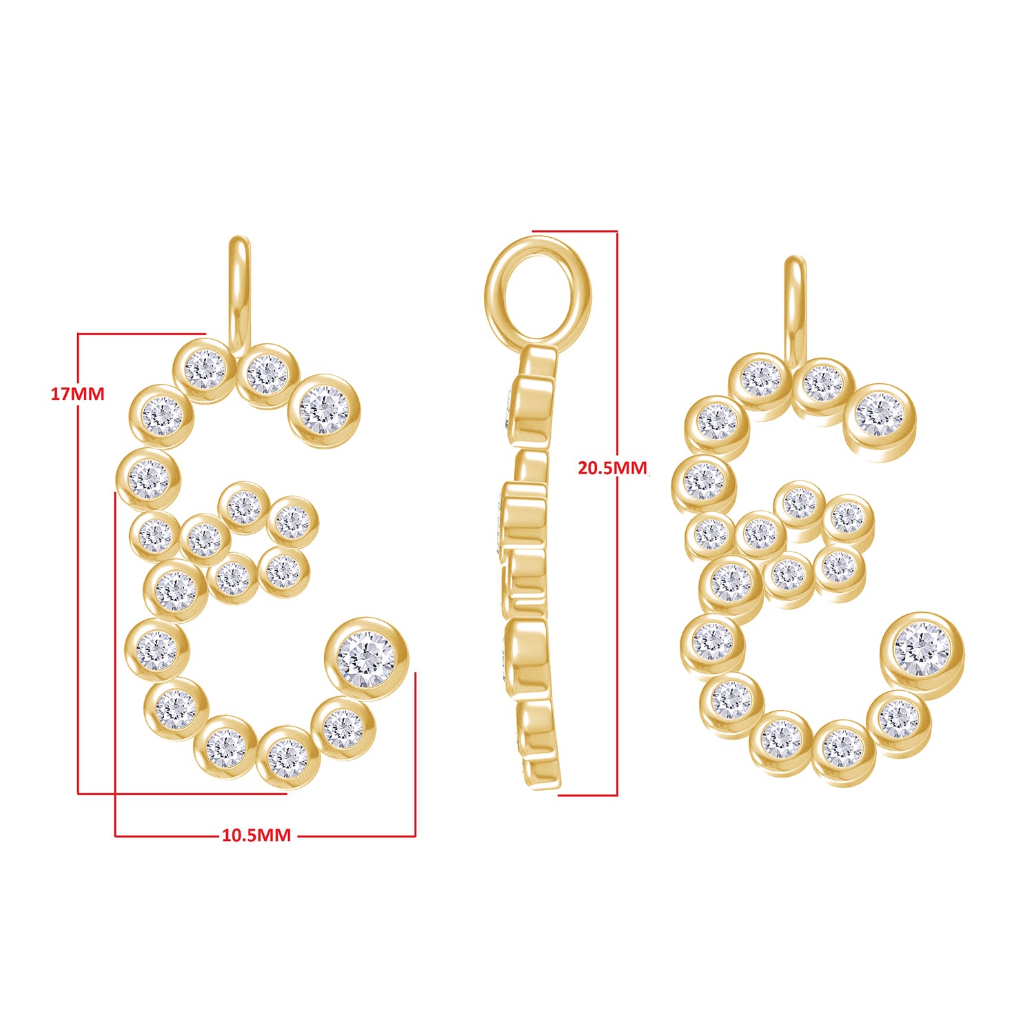 Personalized Initial Letter E Charm Pendant Without Chain In Lab Created Moissanite