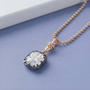 3 CTTW Cushion Cut Lab Grown Diamond Solitaire Charm Pendant Necklace