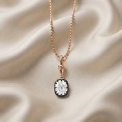 3 CTTW Cushion Cut Lab Grown Diamond Solitaire Charm Pendant Necklace