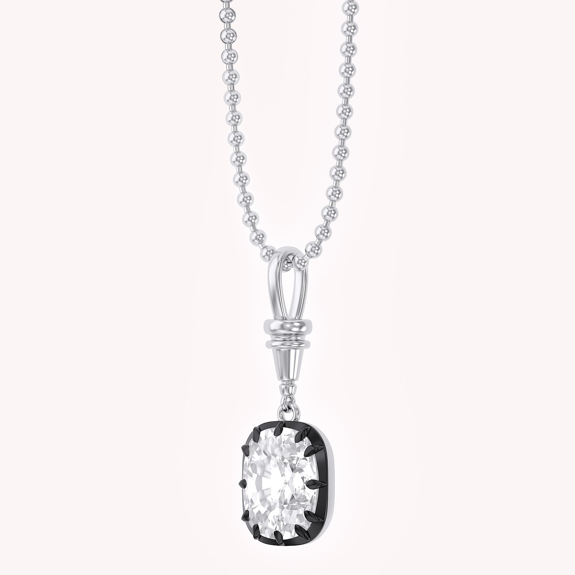 3 CTTW Cushion Cut Lab Grown Diamond Solitaire Charm Pendant Necklace