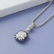 3 CTTW Cushion Cut Lab Grown Diamond Solitaire Charm Pendant Necklace