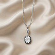 3 CTTW Cushion Cut Lab Grown Diamond Solitaire Charm Pendant Necklace