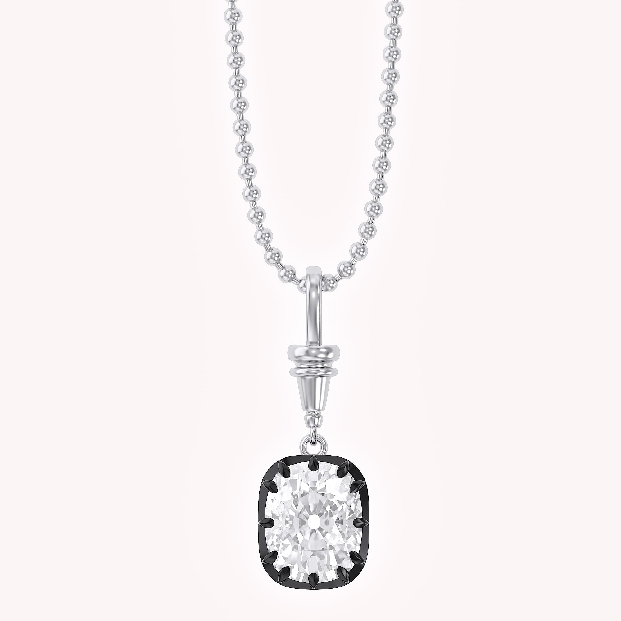 3 CTTW Cushion Cut Lab Grown Diamond Solitaire Charm Pendant Necklace